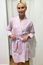 Striped Poplin Robe