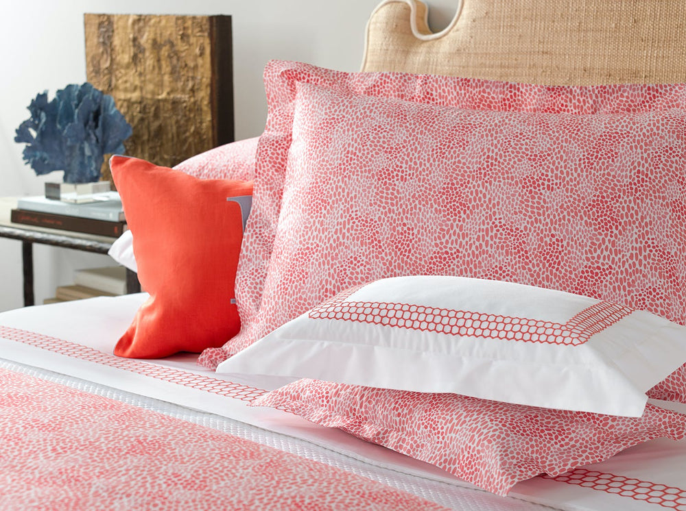 Matouk Nikita Duvet Cover in Coral