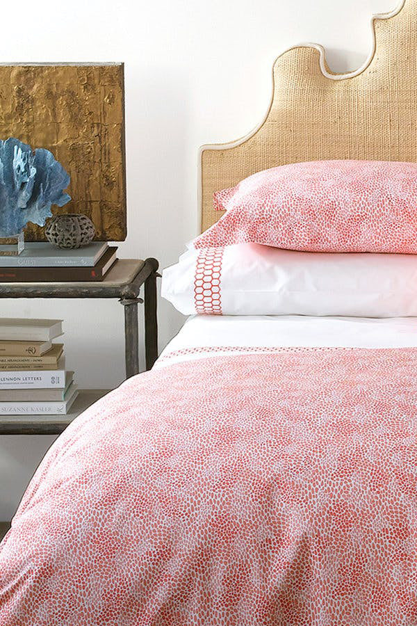 Matouk Nikita Duvet Cover in Coral