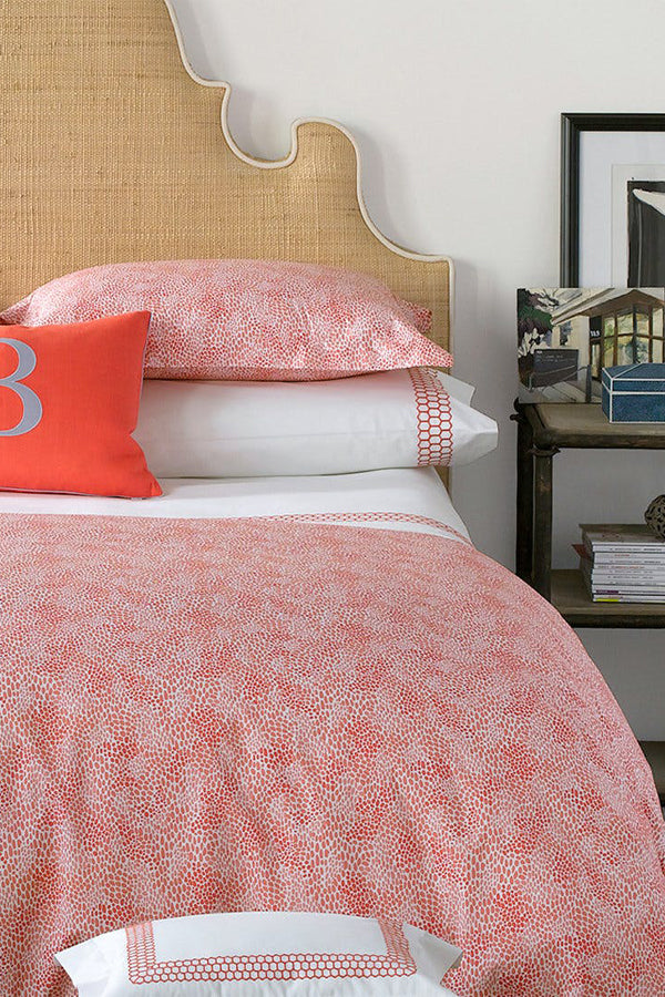 Matouk Nikita Duvet Cover in Coral