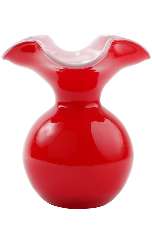 Hibiscus Glass Red Small Fluted Vase